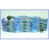 36inch Blue Cloisonne , Crystal,Magnetic Wrap Bracelet Necklace All in One Set